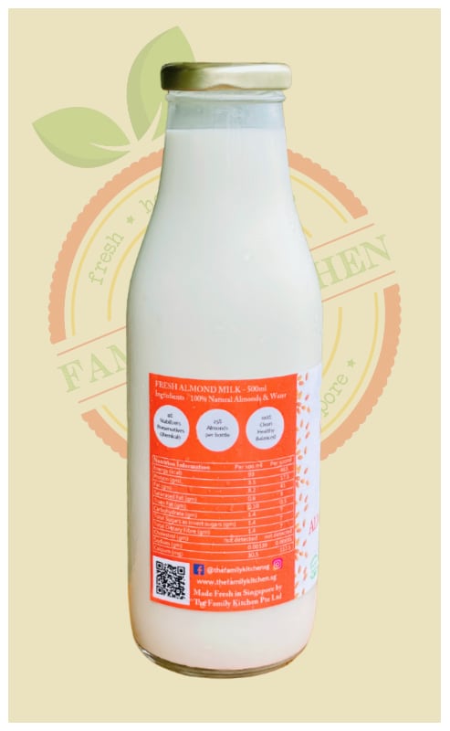 Fresh Almond Milk in Singapore, zero sugar almond milk, fresh almond milk